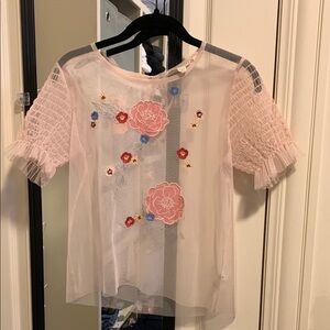 Floral Embroidered Pink Top